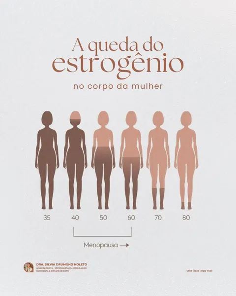 Arte educativa sobre a queda do estrogênio ao longo da vida